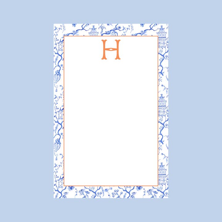 Design Carolinas - Wholesale Notepad - Blue & White Chinoiserie Pagoda Custom Notepad1