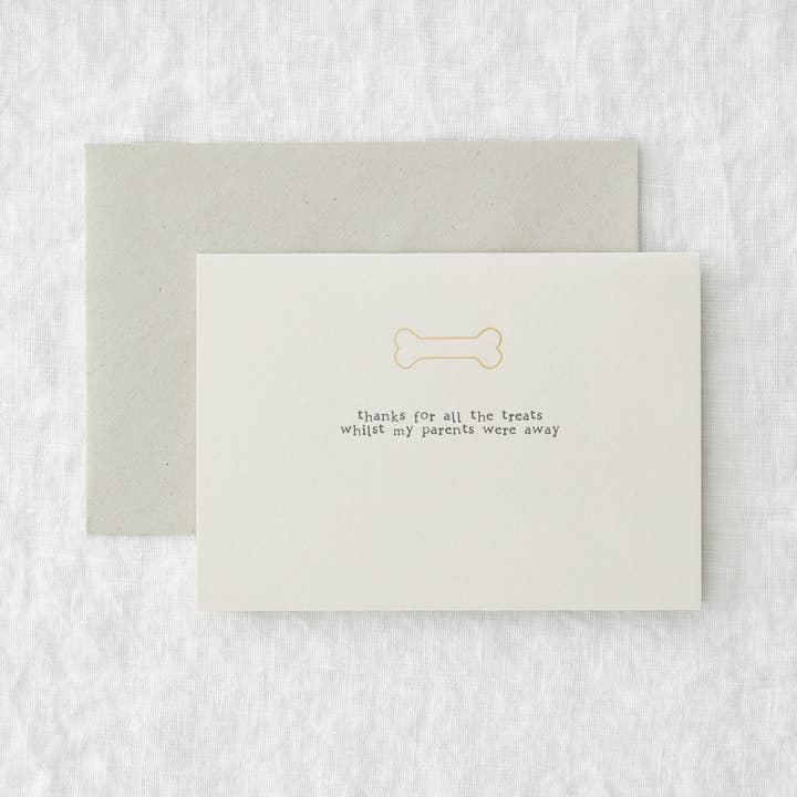 Thanks for the treats - Funny foil dog greeting card for wholesale by Made by Shannon