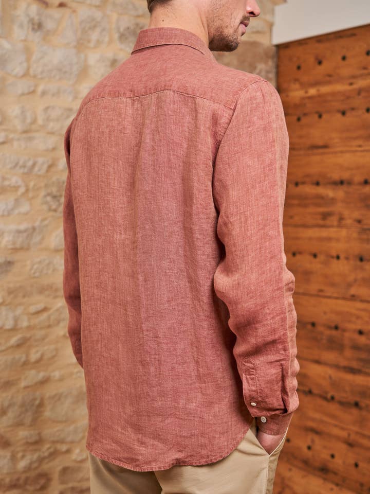 MONSIEUR MIMOSA – wholesale Buttoned-down shirt – Men's – Charles terracotta linen shirt