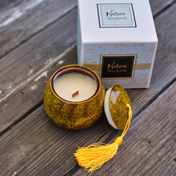 Nature Rhapsody Studio - Wholesale Jar/Filled Candle - Serenity Glow Candle - Gold – 100% Handpoured Soy Wax1
