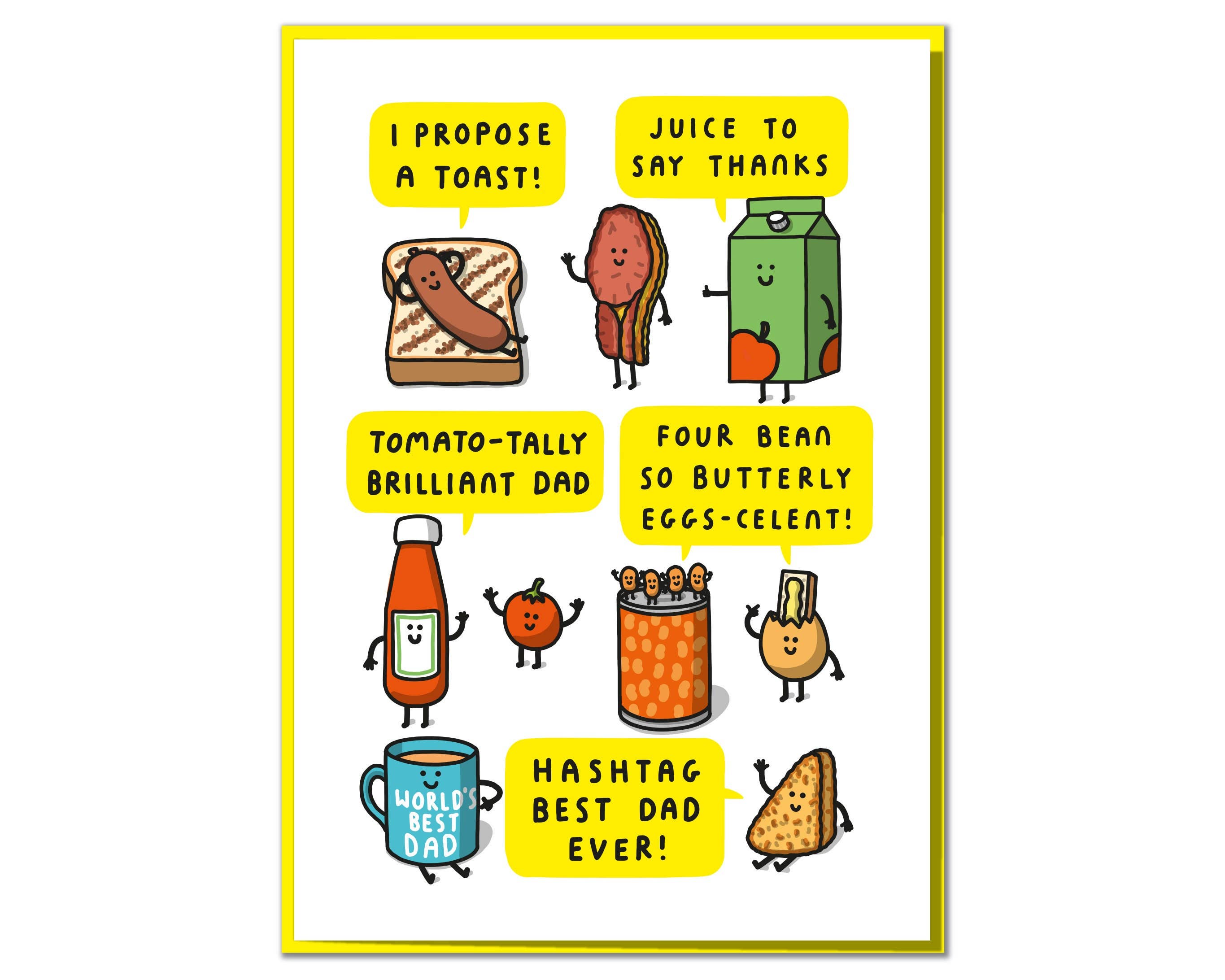 Mungo And Shoddy – wholesale Father’s Day card – Hashtag Best Dad Ever! Funny Breakfast-themed Dad Birthday0