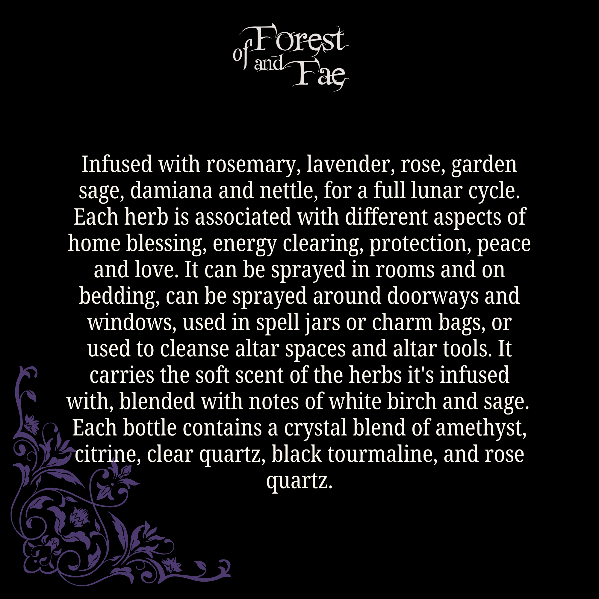 of Forest and Fae - Vente Accessoire de méditation - Spray nettoyant Home Blessing • Infusé aux cristaux • Sorcellerie1