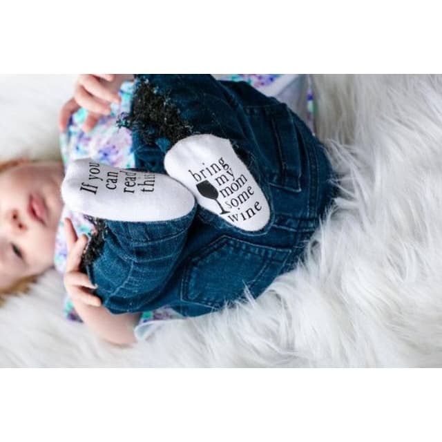 Dorothy’s Reason - Wholesale Socks - Baby - Bring my Mom Some Wine Baby Socks | Wine Gifts | Baby Items