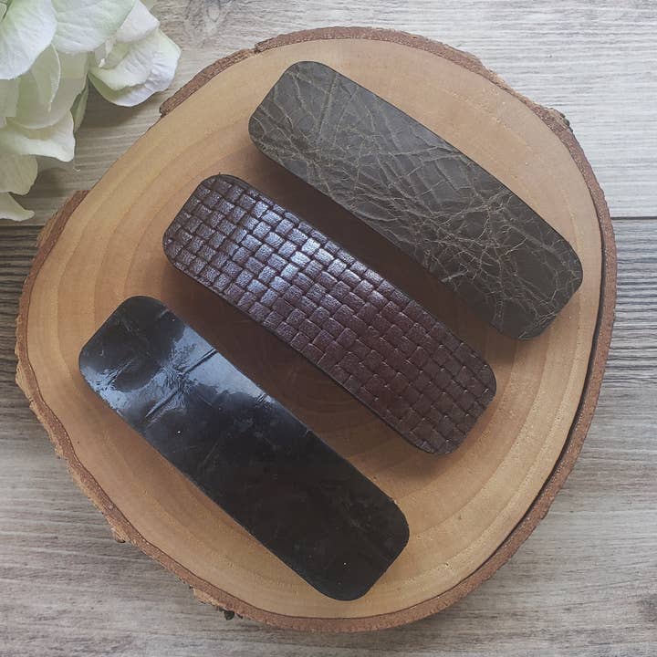 Large leather barrettes for wholesale by Gone Rogue Boutique
