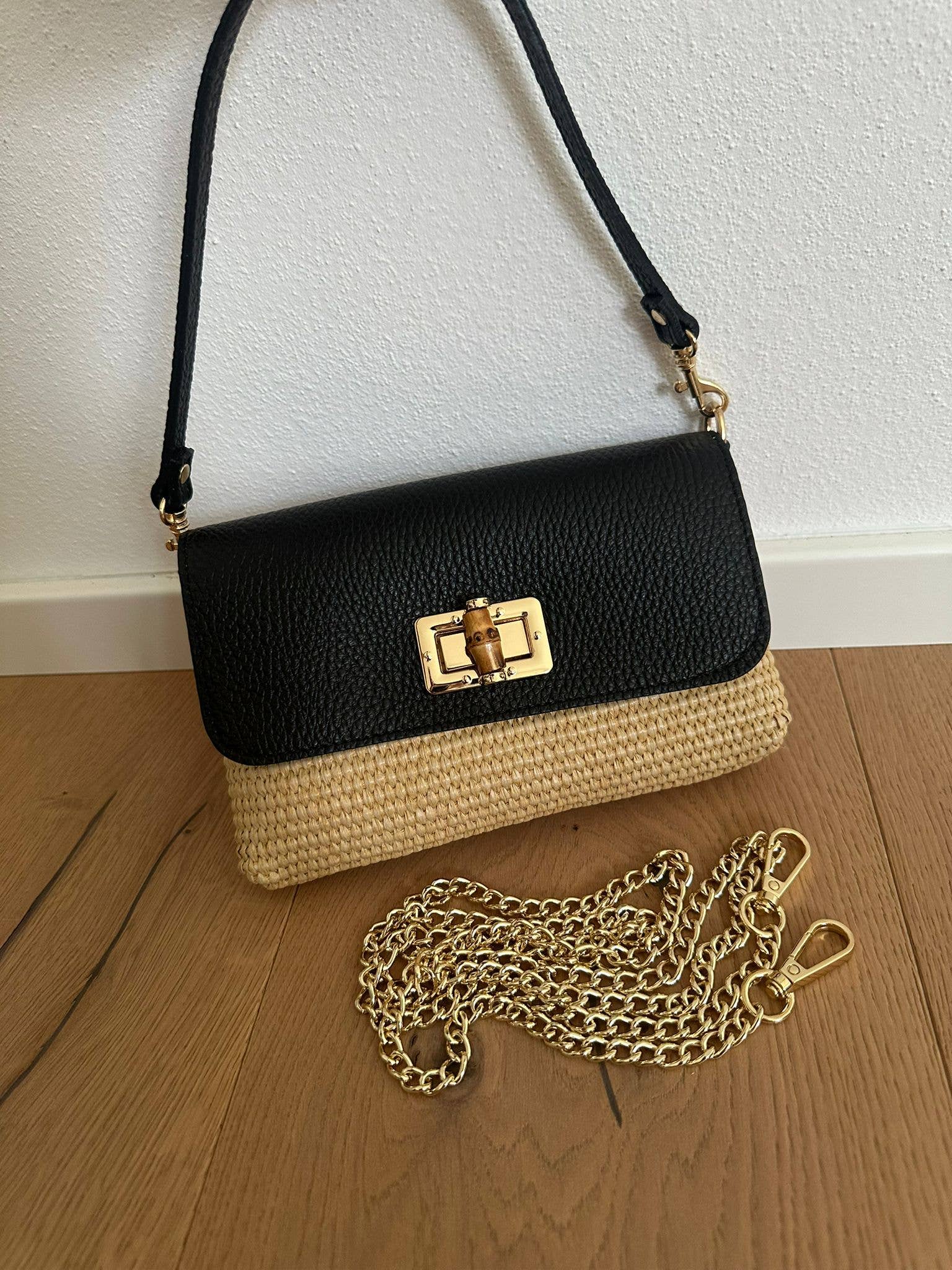 Zhade - Vente Accessoire de sac/sac à main – unisexe - VICKY - Sac en raphia et cuir4