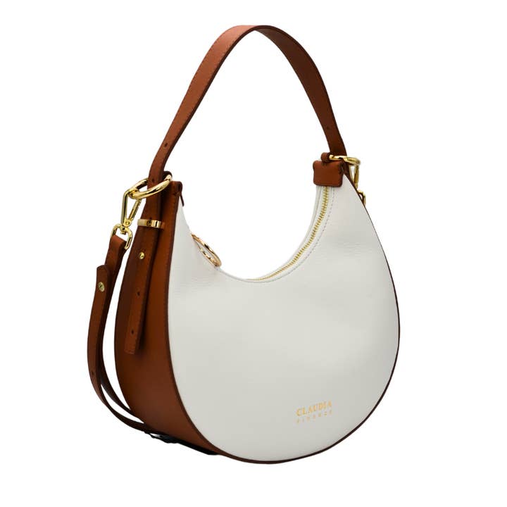 Claudia Firenze - Wholesale Shoulder Bag - Women's - Lorenza - White/Leather1