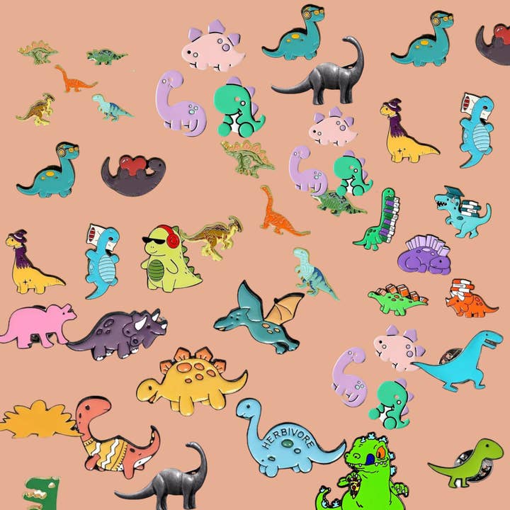 Magnifique Hearts - Wholesale Brooch - Bulk Enamel Dinosaur Pins - Vintage Punk Charm Brooch Kids