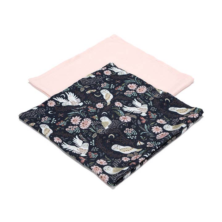 Bamboo Muslin Cloth Diaper - Magic Owl - Powder Pink for wholesale by La Millou USA