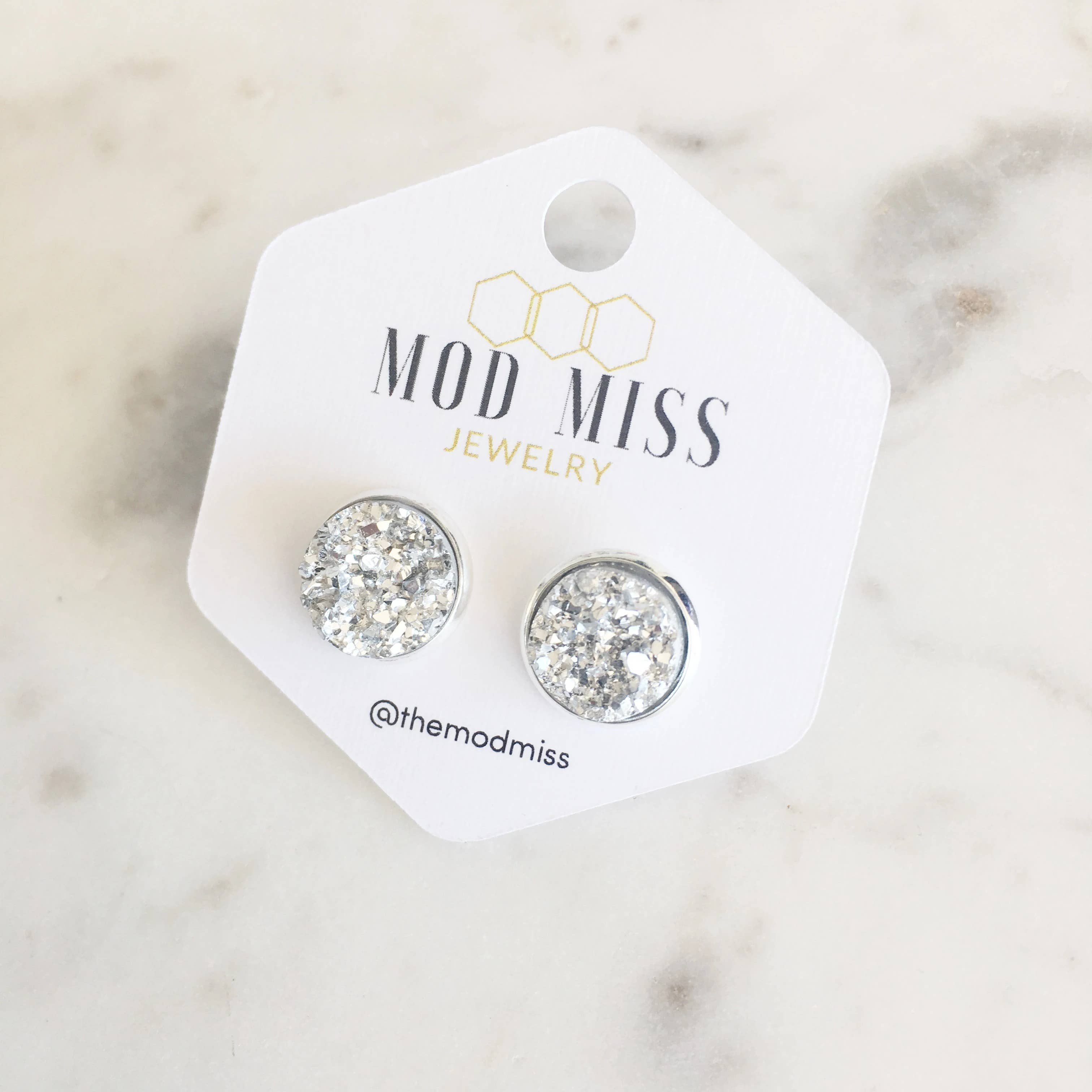 The Mod Miss – Großhandel Ohrstecker – Druzy Ohrstecker „Silber“2