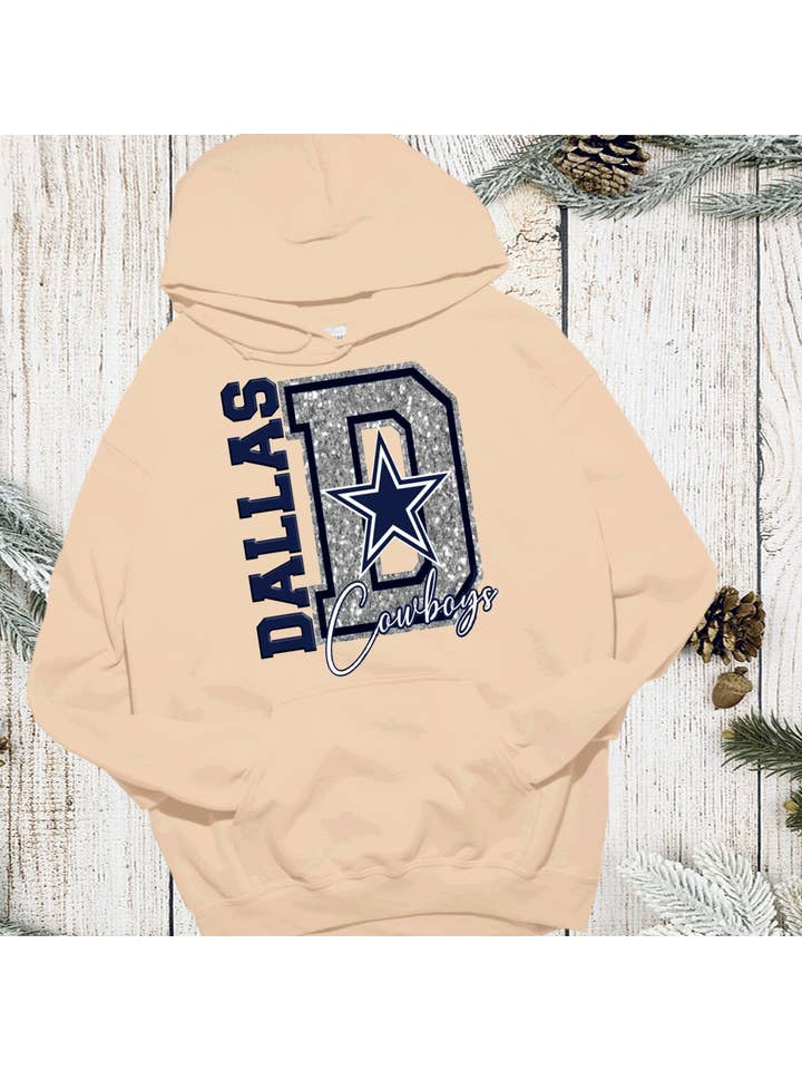 A Blessed Texas Mess Boutique - Wholesale T-Shirt (Graphic) - Women's - Cowboys Football Spirit Wear Faux Glitter America Team8