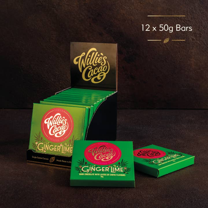 Willie's Cacao USA - Wholesale Chocolate Bar - Ginger Lime. Dark Chocolate bar w. Ginger & Lime. Vegan3
