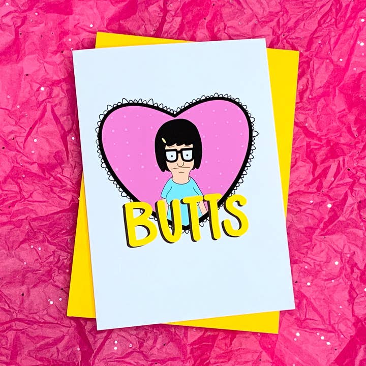 Tina Butts Bobs Burger inspirierte Valentinstagskarte für den Großhandel von Stone Donut Design, LLC