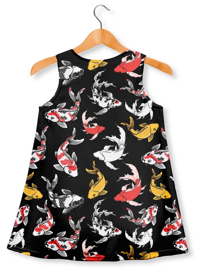 Fishikii Kleid für Mädchen Japanese Carps Schwarz | VESTN.53 für den Großhandel von Fishikii
