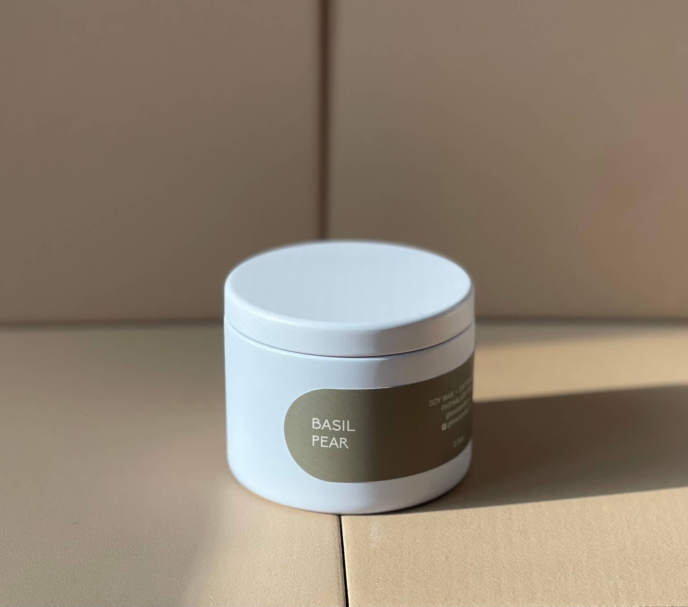 Glow Candle Co. - Wholesale Travel Candles - Basil Pear - HOME  Tin Soy Candles2