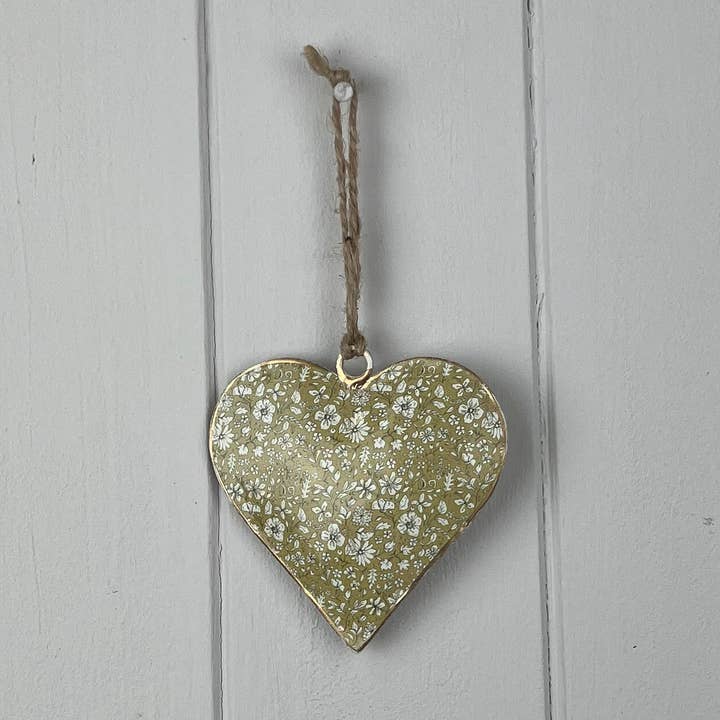 Light Green Metal Hanging Heart for wholesale by Satchville