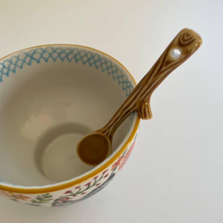 fort & field - Wholesale Table Spoon (Cutlery) - Twig shape small handmade pottery Japanese coffee tea spoon