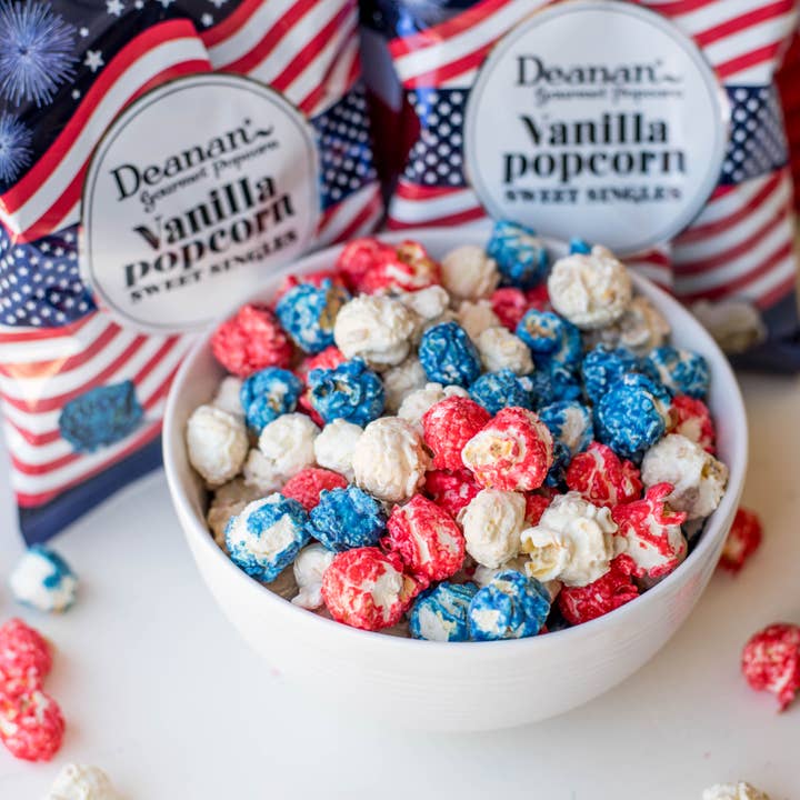 Deanan Gourmet Popcorn - Wholesale Popcorn - Patriotic - "Sweet Singles" - 100 Count