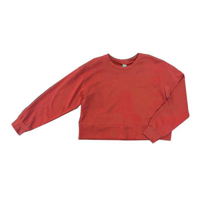Girl's Strike Your Interest Red Crop Sweatshirt for wholesale on Faire