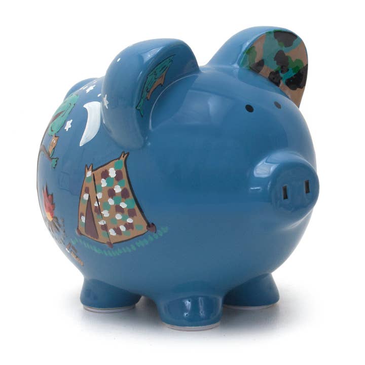 Camping Piggy Bank for wholesale by Child To Cherish®