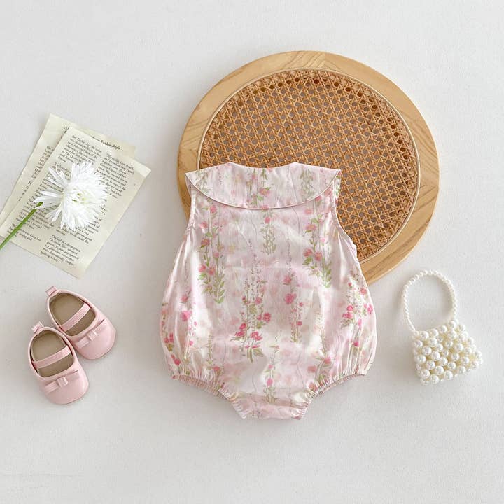 High Quality Summer Baby Kids Girls Floral Pattern Sleeveless Countryside Style Onesies for wholesale by MyKids-USA®