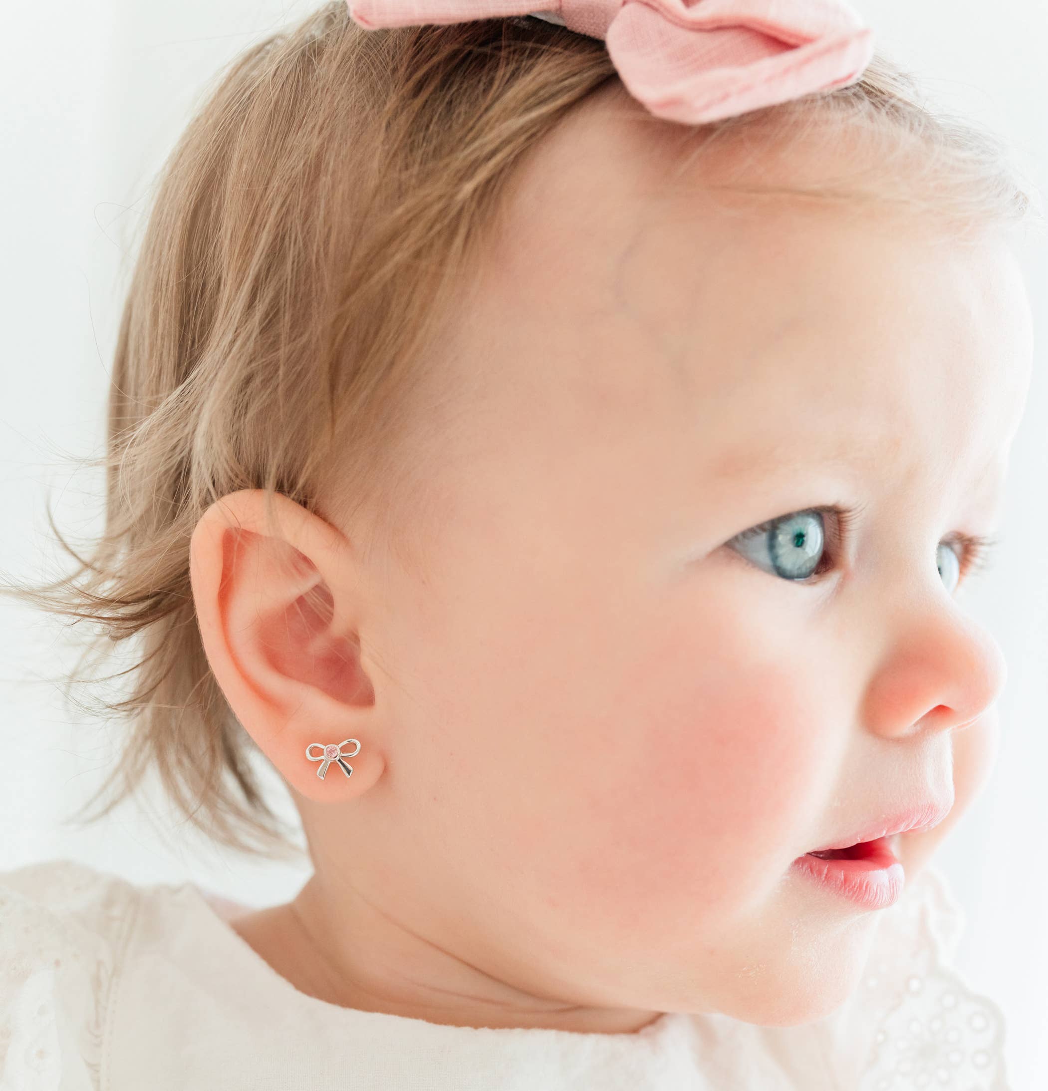 Cherished Moments - Wholesale Earrings - Kids - Girls Sterling Silver Pink Bow Screw Back Earrings for Kids2