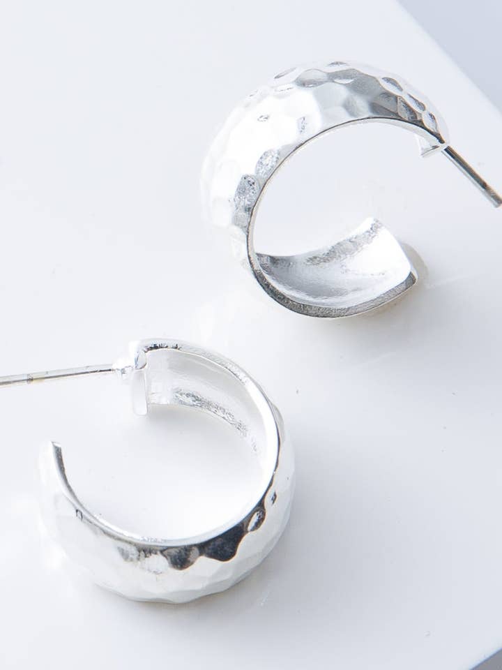 Wide Hammered Hoops, Silver for wholesale by Noonday Collection