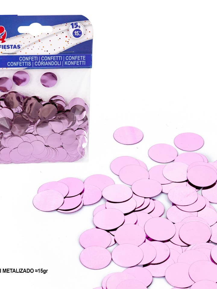 Pack of 15 g pink metallic confetti for wholesale by Mis Globos