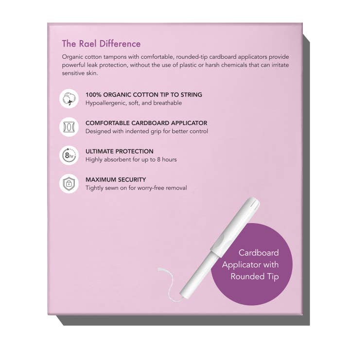 Rael - Wholesale Tampon - Rael Organic Cotton Tampons w/Cardboard Applicators - Super5