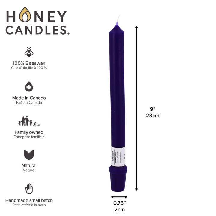 Honey Candles - Wholesale Tapered Candle/Candlestick - Beeswax Advent Candlestick - Violet1