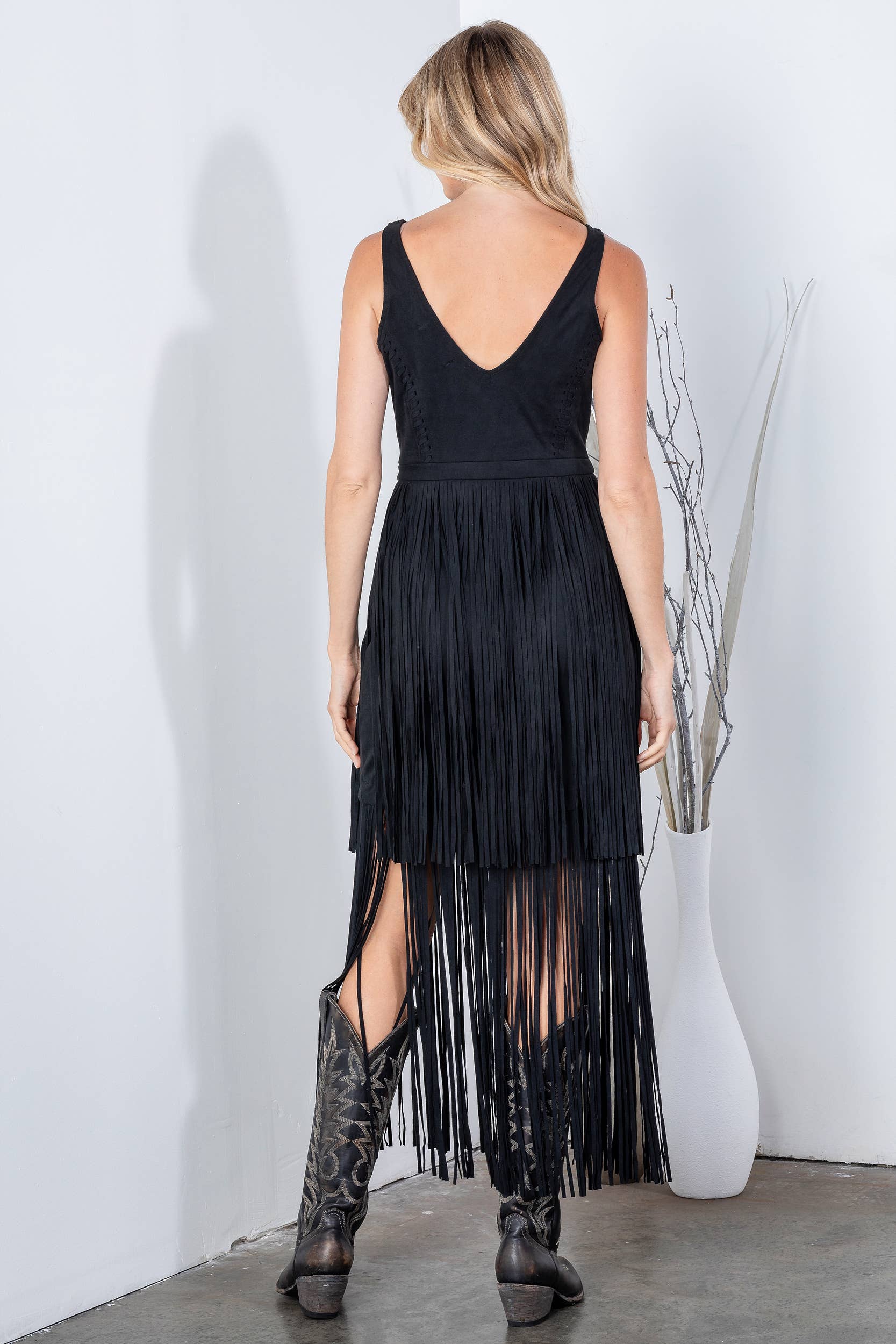 Gypsie Jane - Vendita all'ingrosso Vestito - Donna - ABITO SOUTHERN IN SUEDE CON FRANGE18