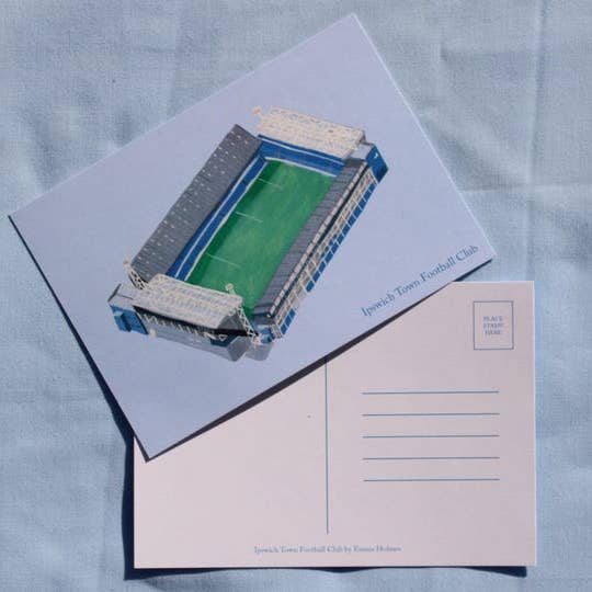 Ipswich Town Football Club / Portman Road – Illustrated Postcard for wholesale by Emma Holmes Art