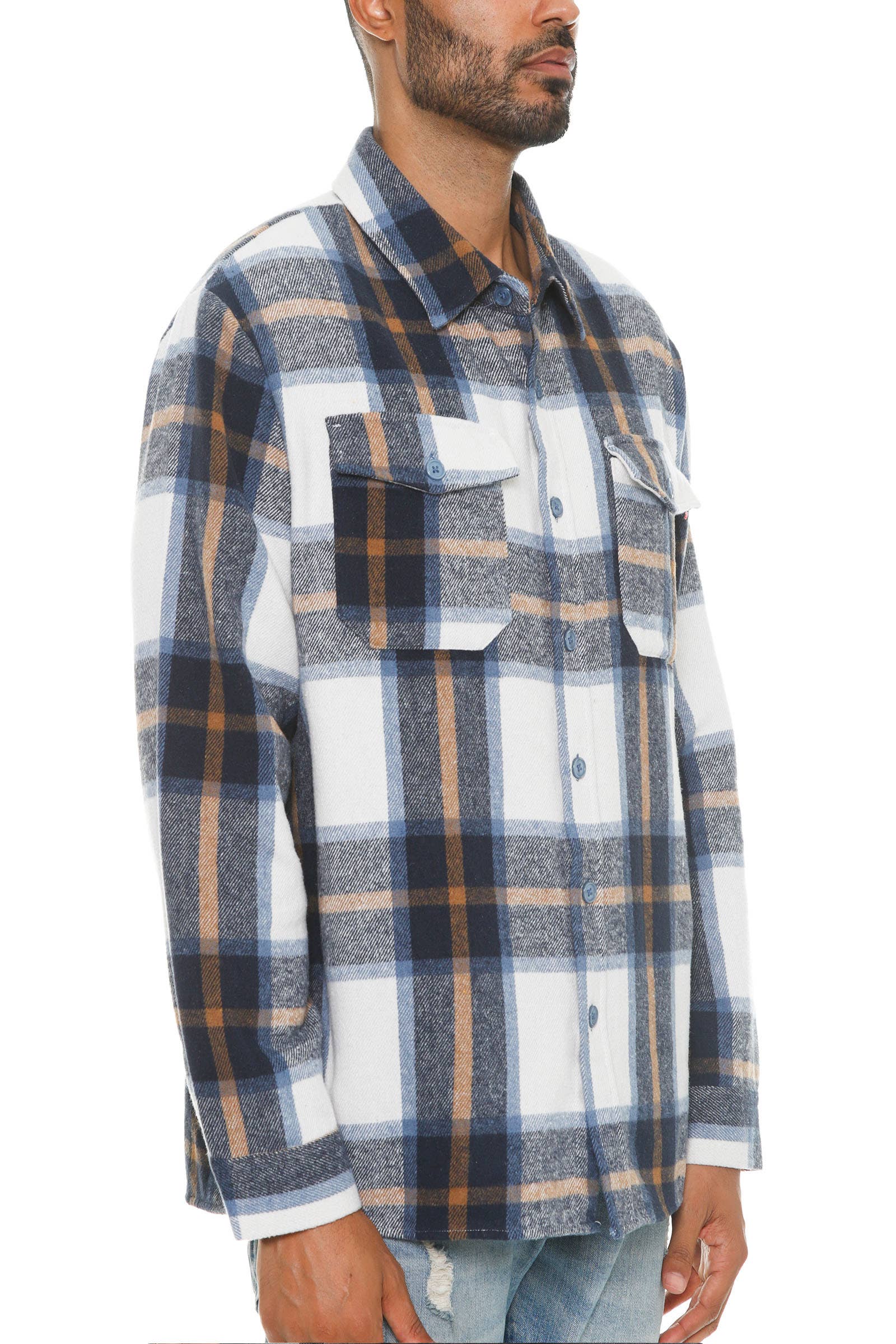 WEIV - Wholesale Shirt Jacket/Shacket - Men's - Mens Checkered Soft Flannel Shacket1
