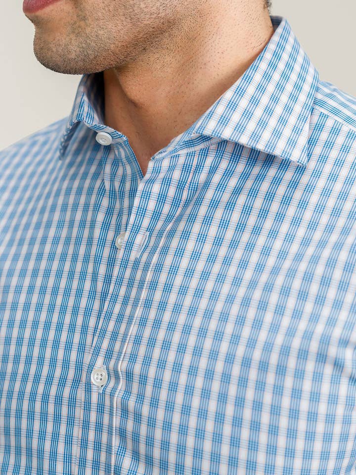 Brian Oak Limited - Vendita all'ingrosso Camicia button down - Uomo - Camicia A Quadretti Azzurra Chiara3