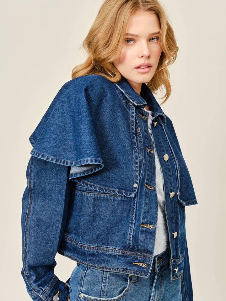 AJJ5850 CASACO DE GANGA CAPE por atacado de Aaron & Amber