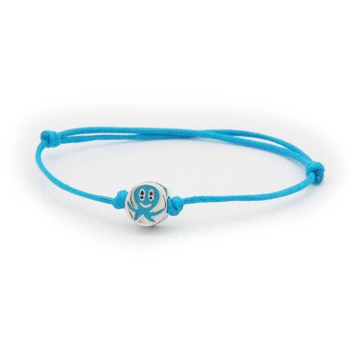 Beckids Blue Cord Pulseira Little Boy Esmalte Charm Prata de 1ª Lei, Ajustável por atacado de Barrocos