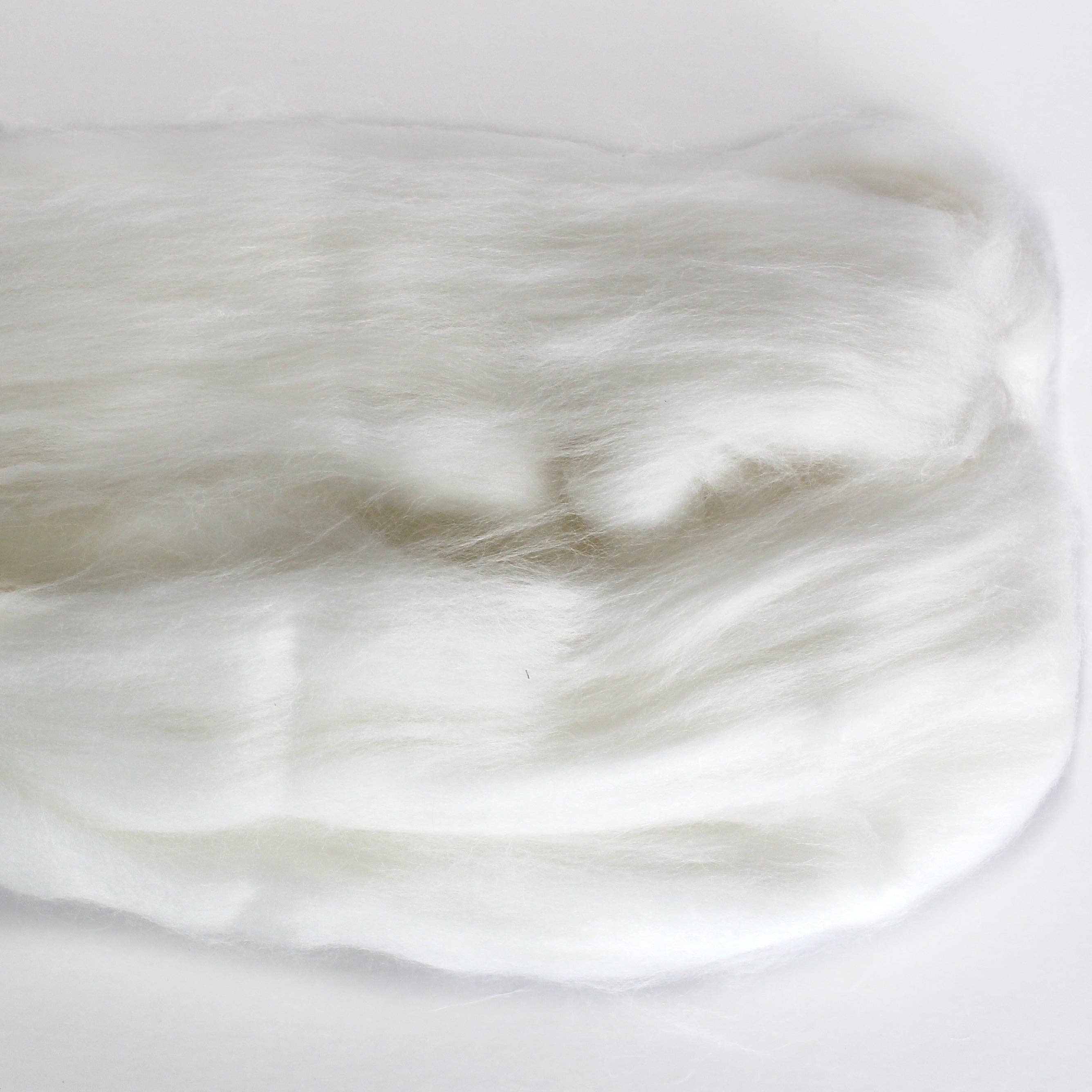 #116 PURE ANGORA RABBIT HAIR WHITE ROVING for wholesale on Faire3