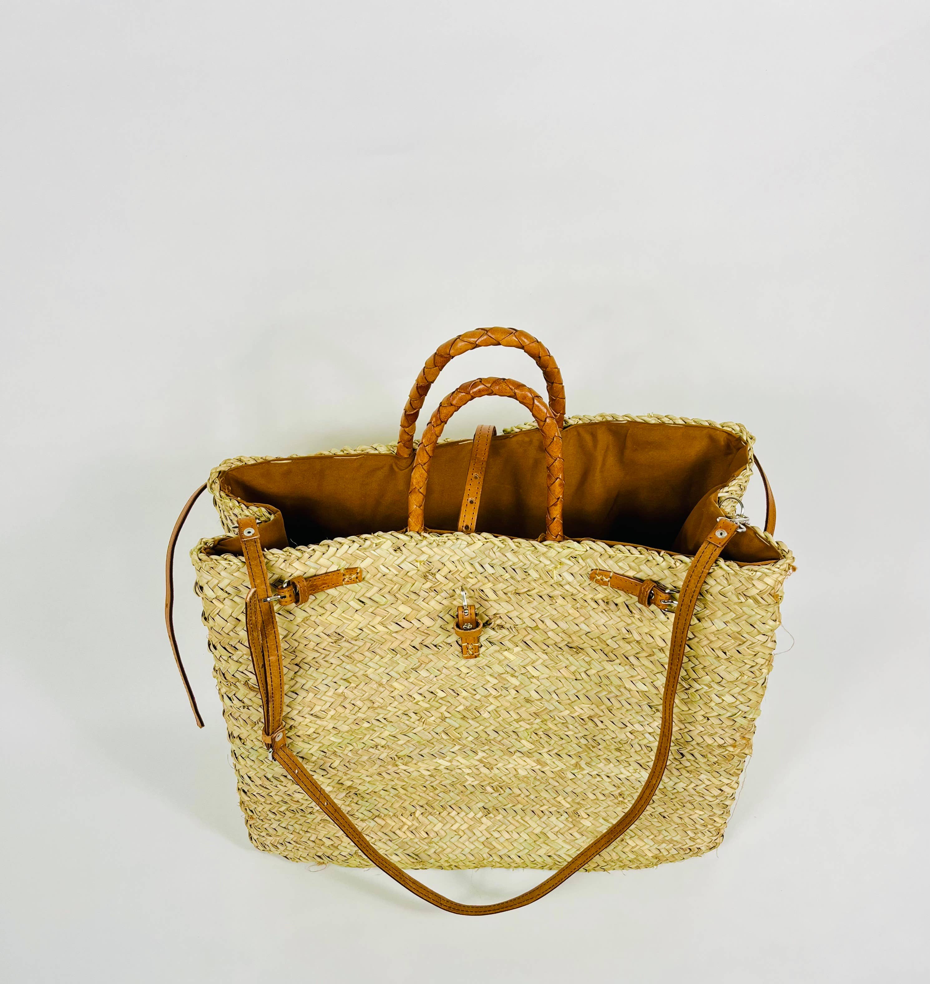 Mikwi – wholesale Korg – Fransk marknadskorg med dubbla remmar i läder0