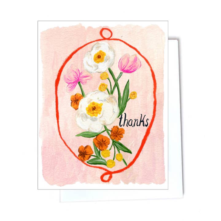 Oval Flower Thank You Card for wholesale by Elizabeth Grubaugh