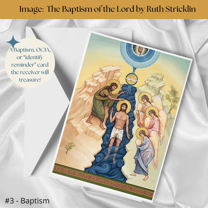 Card - Baptism of Jesus Catholic Card /St. John the Baptist for wholesale by New Jerusalem Studios