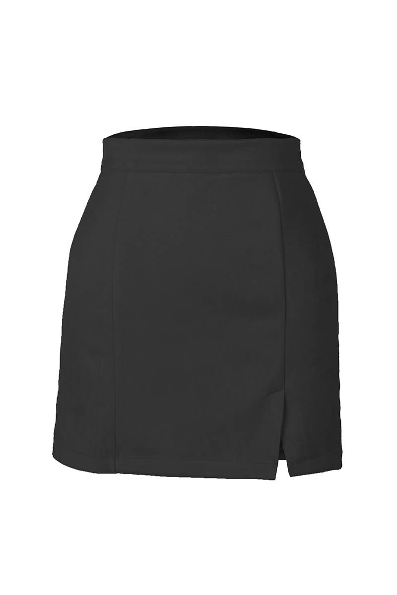 Lily Clothing - Wholesale Skirt - Women's - Suede wrap hip high waist zipper A-line solid color skirt0