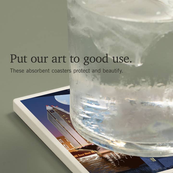 Lantern Press - Wholesale Coasters - CERAMIC COASTER San Diego, California, Skyline at Night3