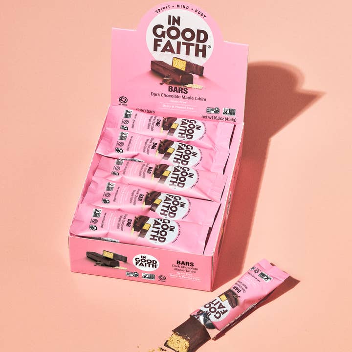 In Good Faith - Wholesale Chocolate Bar - Dark Chocolate Maple Tahini Bars 3