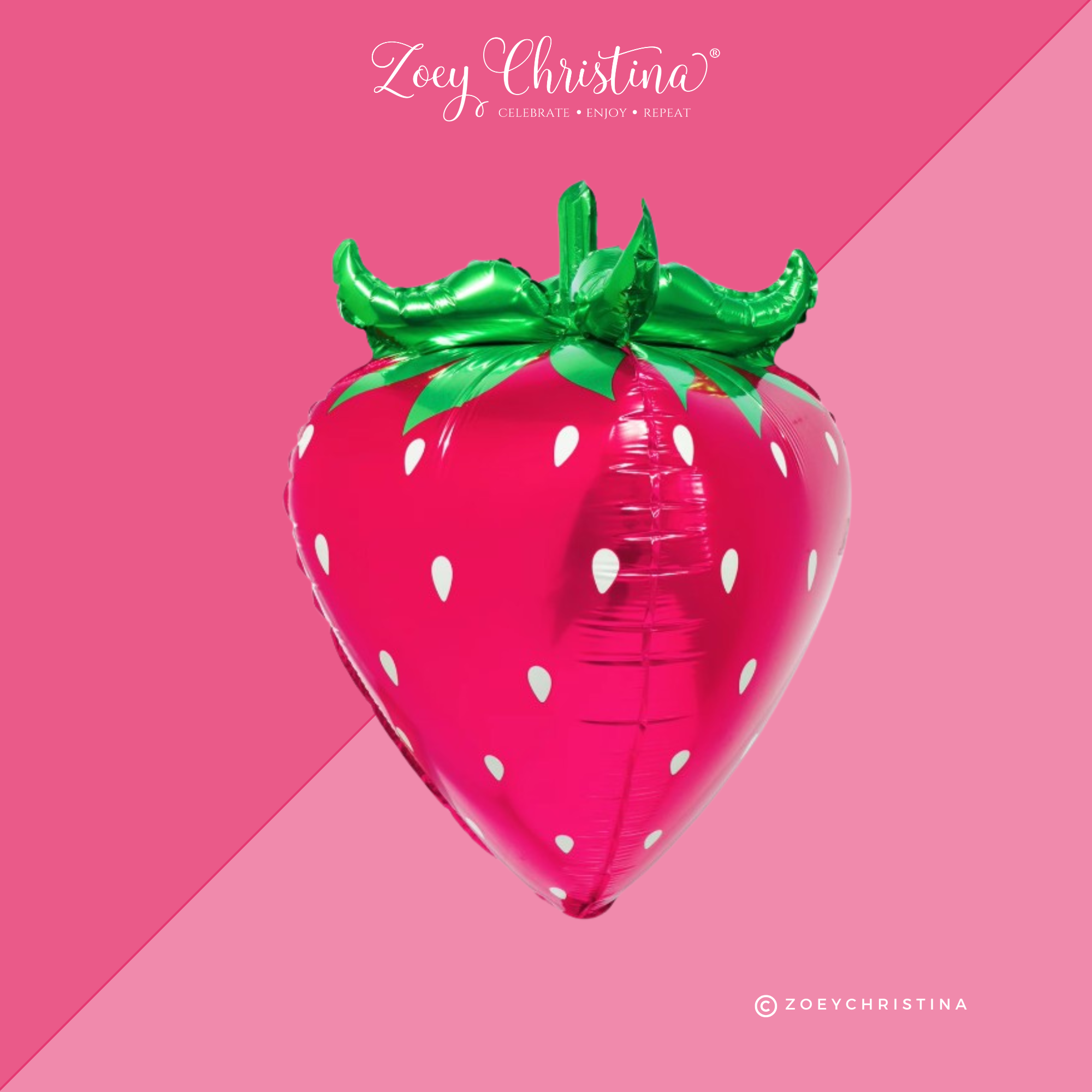 Zoey Christina - Wholesale Balloon - 4D Strawberry Foil Balloon – Pink or Red Fruit-Themed Party0