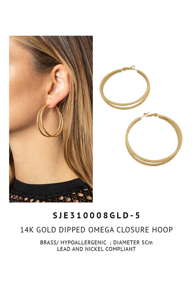 Hana - Wholesale Hoop Earrings - 14K Gold Dipped Omega Closure Hoop4