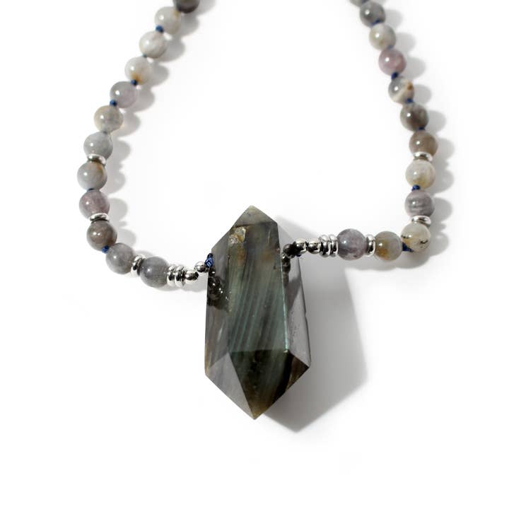 Mala in Labradorite con Punto DT - 8mm - 108 Perline per la vendita all'ingrosso da parte di Stonebridge Imports