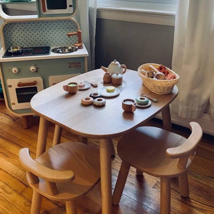 ODEAS - Wholesale Stoel - Kinderen - Houten kindertafel en twee stoelen set peutertafel en stoel
