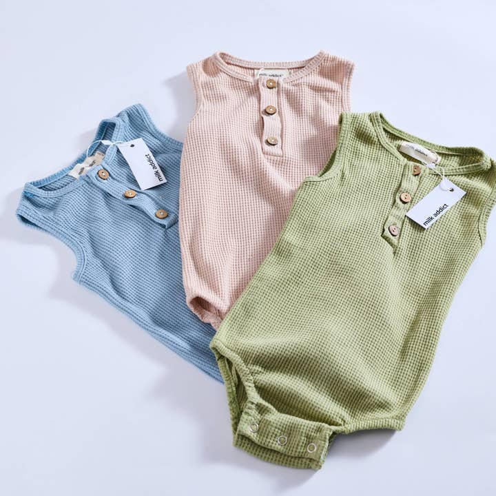 Milk Addict organic cotton waffle suit - Pink for wholesale by Milk Addict