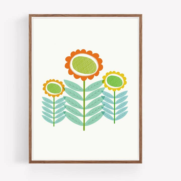 Mid Mod Garden No. 3 - Scandinavian Wall Art for wholesale by Annie Bailey Art