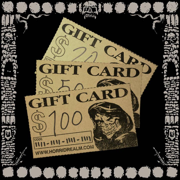 PRINTABLE GIFT CARDS for wholesale by Horrid Realm