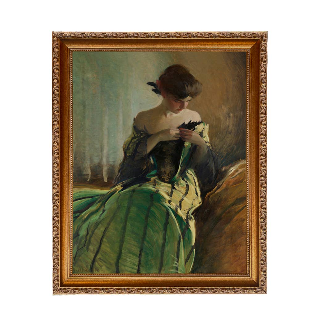 Madison Bay Co. - Historical Home Decor Reproductions - Vendita all'ingrosso Stampa artistica - Stampa su Tela Vintage di Donna in Abito Nero e Verde71